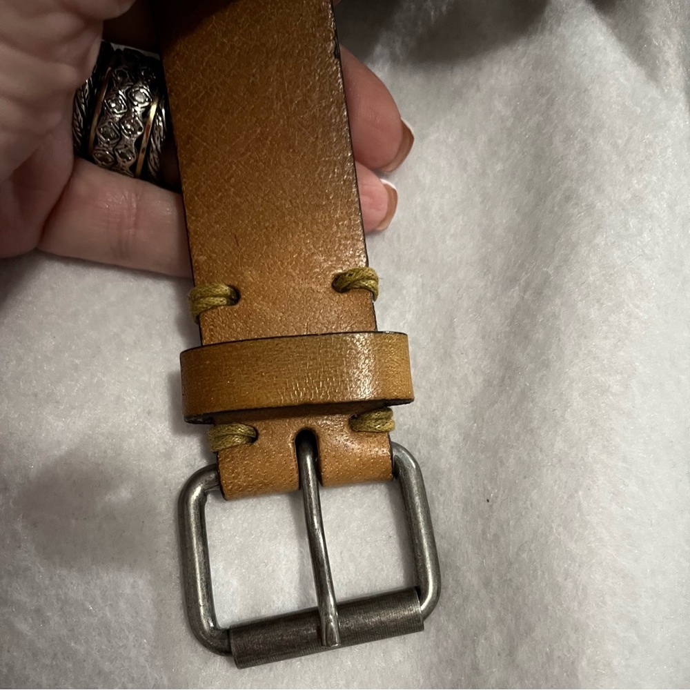 Zara Tan Single Grommet Leather Belt - Picture 4 of 8